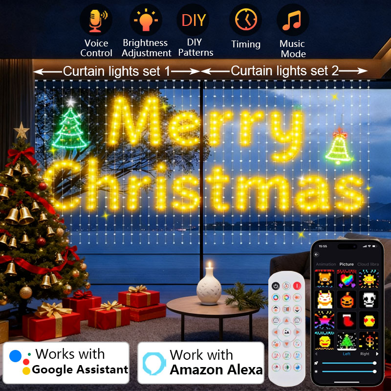 Home Decor Free App - 1/2 pçs 400leds cortina inteligente luzes