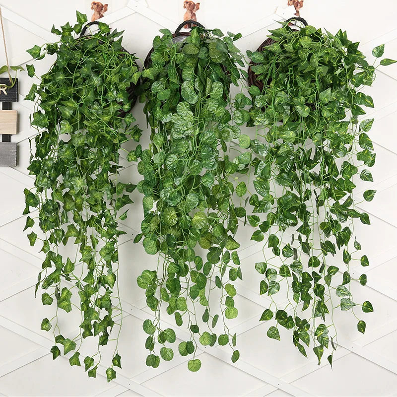 Rattan Plant Basket - 90cm artificial verde rabanete parede pendurado