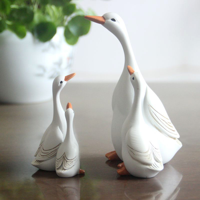 Home Decor Za - Divertimento bonito pato resina estátua mãe